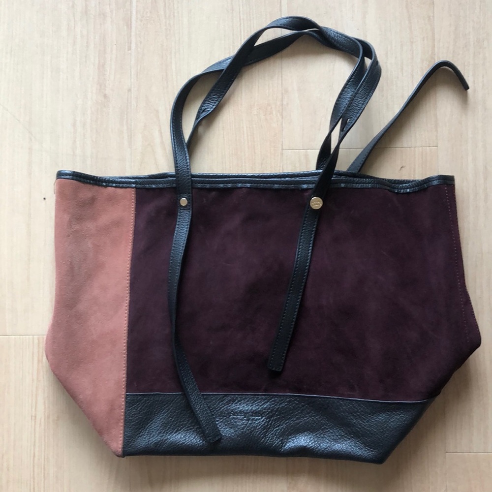 Chloé Andy leather-trimmed color-block suede tote